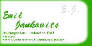 emil jankovits business card